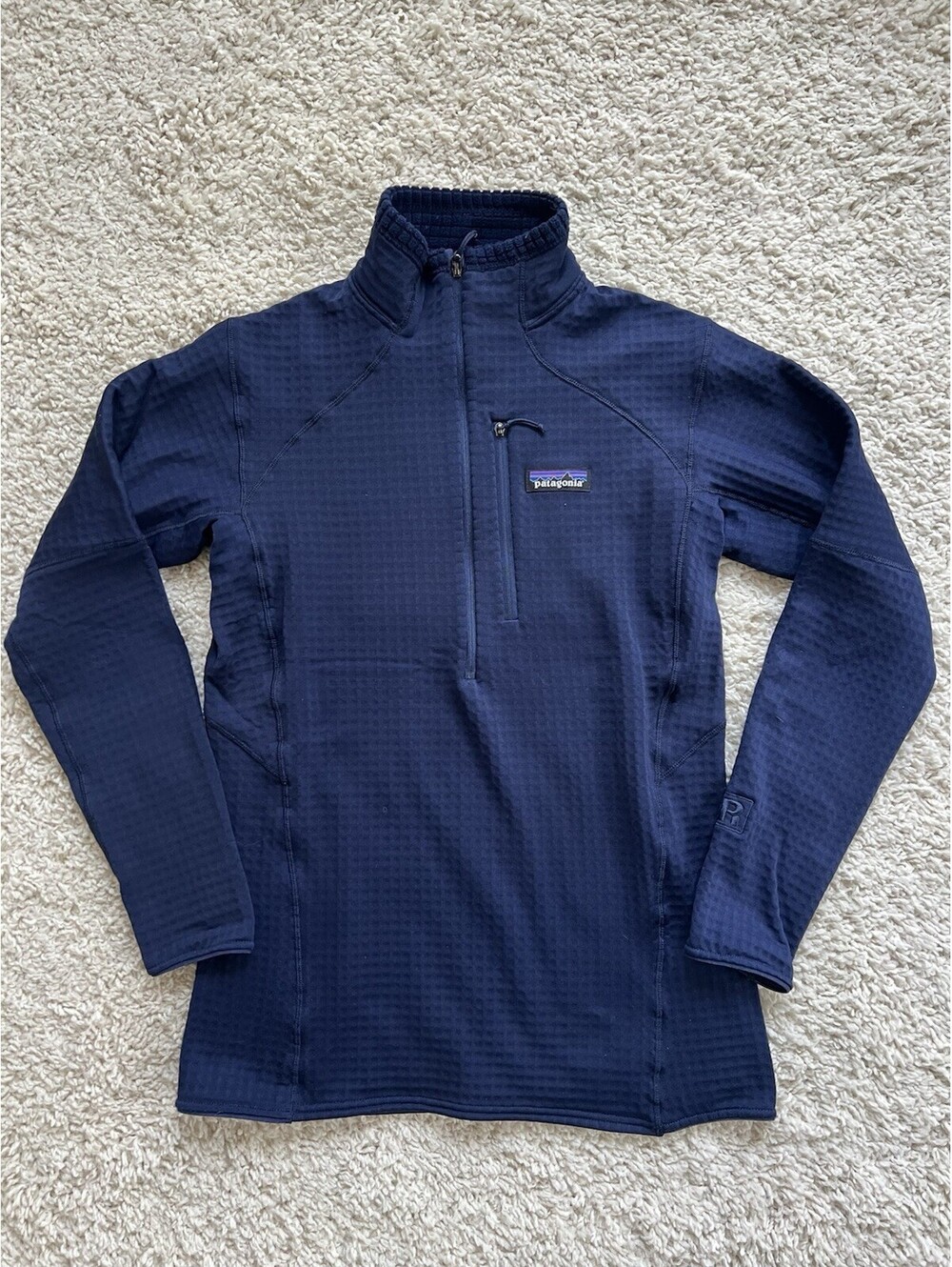 Patagonia Women's R1 Pullover 1/2-Zip Size Small Polar tech Thermal Pro Blue